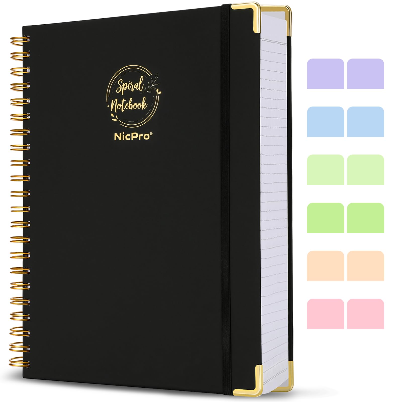 Nicpro 8.5” x 11” Notebook, College Ruled Notebook Journal for Women Men, Black